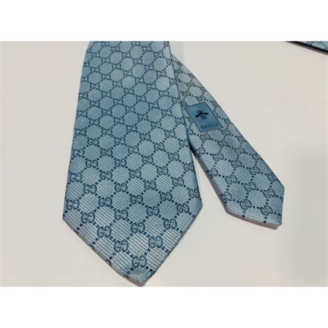 Sky Blue GG Pattern Silk Tie 